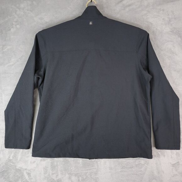 Swiss Tech Jacket Mens XL Gray Black Full Zip Soft Shell Windproof Fleece Lined - Picture 2 of 14